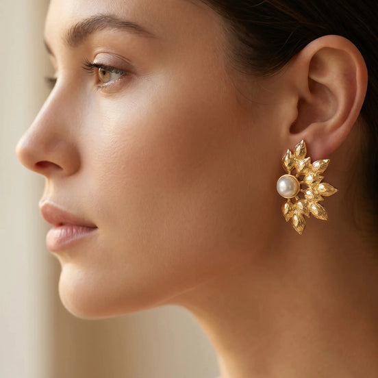 Cercei Pearl Radiance – Oțel placat Aur 24K - OK Lux. All rights reserved. - Earrings - 