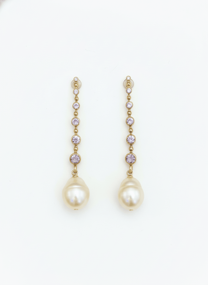 Cercei Pearl Rose – Aur 24K - OK Lux. All rights reserved. - Earrings - 