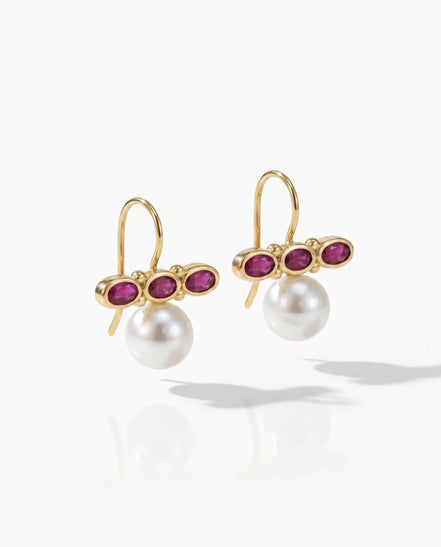 Cercei Pearl Rosé – Oțel placat Aur 24K - OK Lux. All rights reserved. - Earrings - 