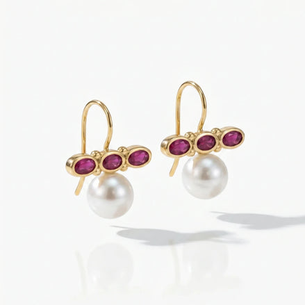 Cercei Pearl Rosé – Oțel placat Aur 24K - OK Lux. All rights reserved. - Earrings - 