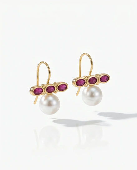 Cercei Pearl Rosé – Oțel placat Aur 24K - OK Lux. All rights reserved. - Earrings - 
