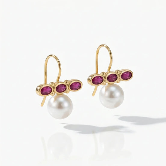 Cercei Pearl Rosé – Oțel placat Aur 24K - OK Lux. All rights reserved. - Earrings - 