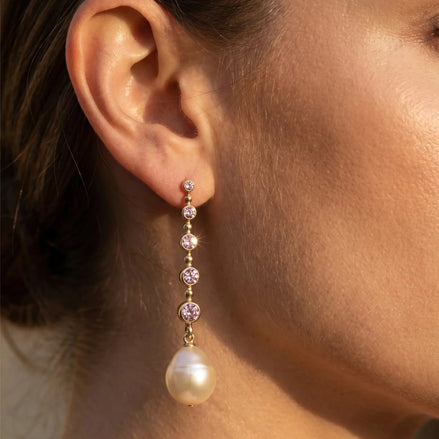 Cercei Pearl Rose – Oțel placat Aur 24K - OK Lux. All rights reserved. - Earrings - 