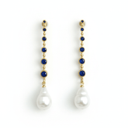 Cercei Pearl Sapphire – Aur 24K - OK Lux. All rights reserved. - Earrings - 