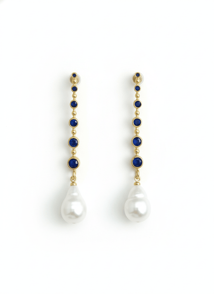 Cercei Pearl Sapphire – Aur 24K - OK Lux. All rights reserved. - Earrings - 