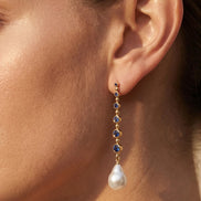 Cercei Pearl Sapphire – Oțel placat Aur 24K - OK Lux. All rights reserved. - Earrings - 