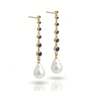Cercei Pearl Sapphire – Oțel placat Aur 24K - OK Lux. All rights reserved. - Earrings - 