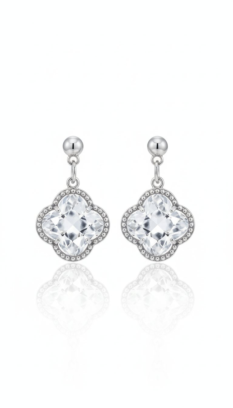 Cercei tortita argint si cuart - OK Lux. All rights reserved. - Earrings - 2.8CM - 