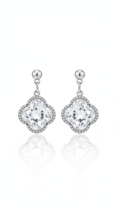 Cercei tortita argint si cuart - OK Lux. All rights reserved. - Earrings - 2.8CM - 