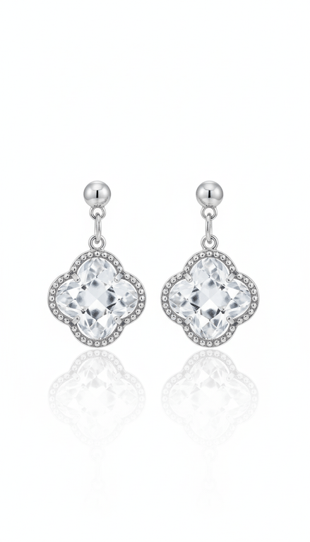 Cercei tortita argint si cuart - OK Lux. All rights reserved. - Earrings - 2.8CM - 