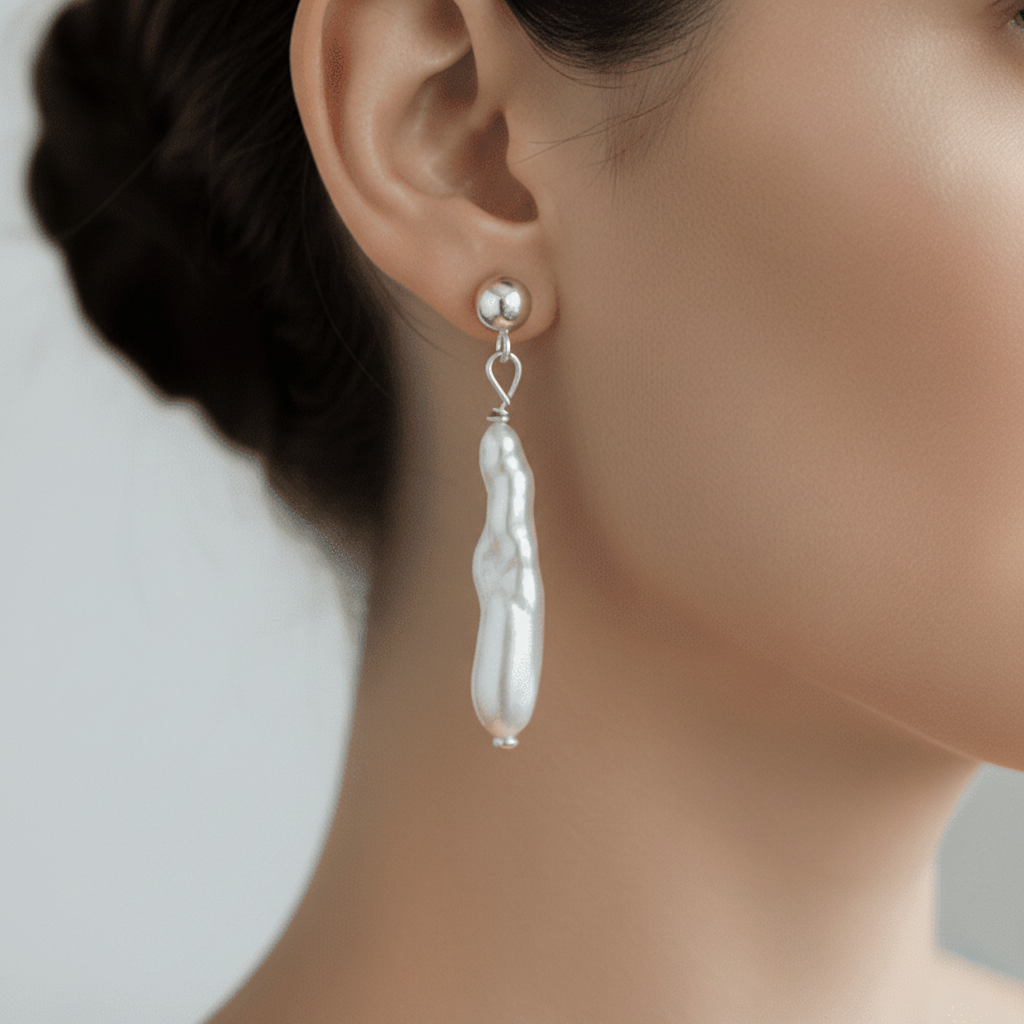 Close-up cercei perle baroc 4cm