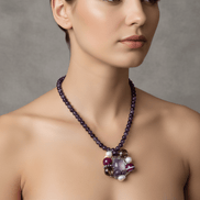 Colier Ametist cu Agate și Perle - Bijuterie Statement Handmade - OK Lux. All rights reserved. - Coliere - 