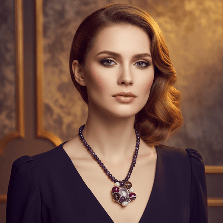 Colier Ametist cu Agate și Perle - Bijuterie Statement Handmade - OK Lux. All rights reserved. - Coliere - 