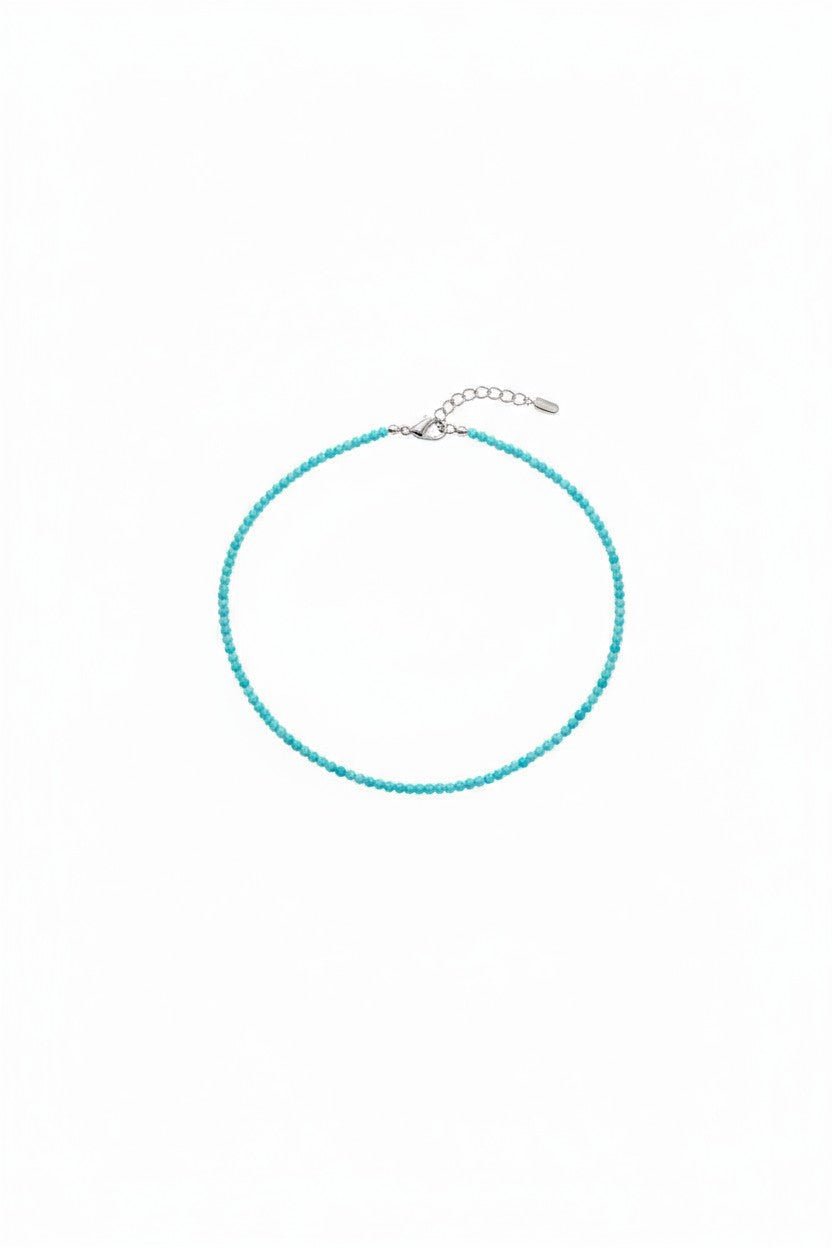 Colier elegant din argint cu amazonit fatetat turcoaz 3mm - bijuterie handmade personalizabilă