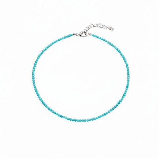 Colier elegant din argint cu amazonit fatetat turcoaz 3mm - bijuterie handmade personalizabilă