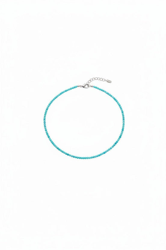 Colier Argint cu Amazonit Fațetat Turcoaz 3 mm, 39 cm - OK Lux. All rights reserved. - Necklaces - 