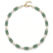 Colier Aventurin Fatetat și Perle cu Argint 925 - Bijuterie Handmade Laura Stoica - OK Lux. All rights reserved. - Necklaces - 