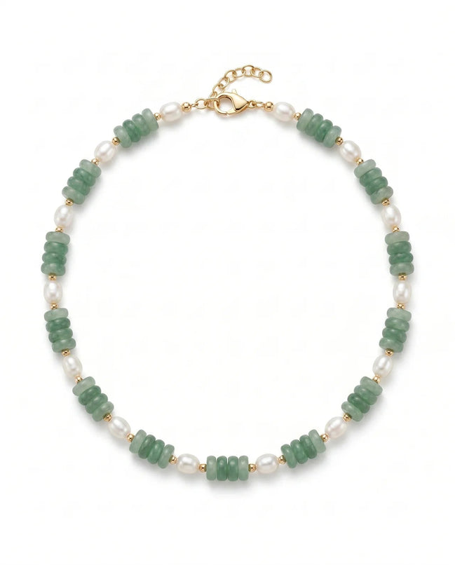 Colier Aventurin Fatetat și Perle cu Argint 925 - Bijuterie Handmade Laura Stoica - OK Lux. All rights reserved. - Necklaces - 
