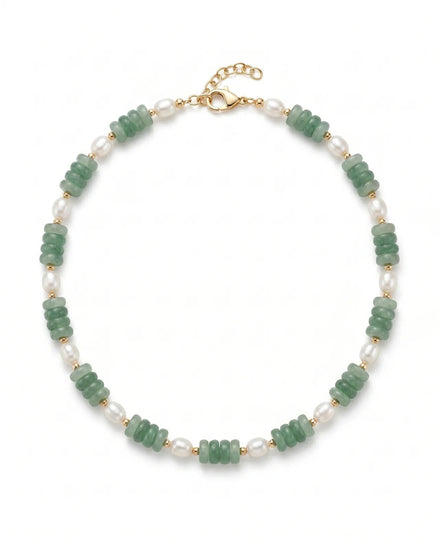 Colier Aventurin Fatetat și Perle cu Argint 925 - Bijuterie Handmade Laura Stoica - OK Lux. All rights reserved. - Necklaces - 