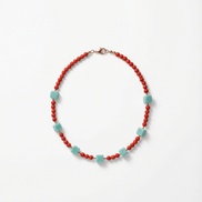 Colier cu Pietre Semiprețioase: Amazonit, Coral, Hematit și Oțel Inoxidabil - OK Lux. All rights reserved. - Necklaces - 