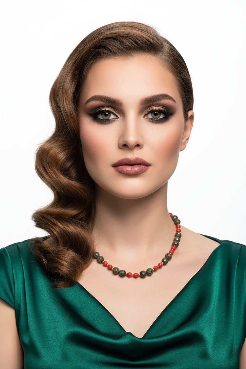 Colier cu Pietre Semiprețioase: Zoisit, Coral Roșu și Hematit Auriu - OK Lux. All rights reserved. - Necklaces - 