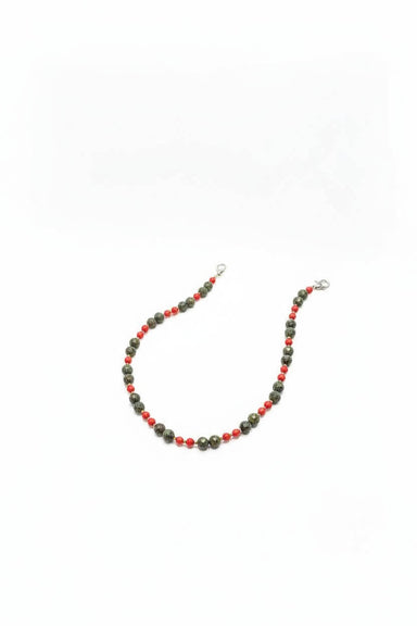 Colier cu Pietre Semiprețioase: Zoisit, Coral Roșu și Hematit Auriu - OK Lux. All rights reserved. - Necklaces - 