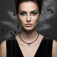 Colier din Argint cu Onix Fatetat și Pandantiv Fundă cu Zirconiu - OK Lux. All rights reserved. - Necklaces - 