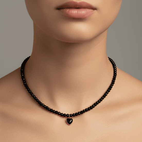Colier din Argint cu Onix Fațetat, Zirconiu și Pandantiv Negru - OK Lux. All rights reserved. - Necklaces - 