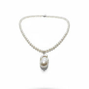 Colier din Argint cu Perle AAA de 6mm și Pandantiv cu Perlă Baroc de 14mm - OK Lux. All rights reserved. - Necklaces - 