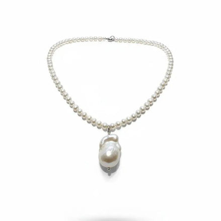 Colier elegant din argint cu perle AAA calitate superioară și perlă baroc 14mm - bijuterie handmade