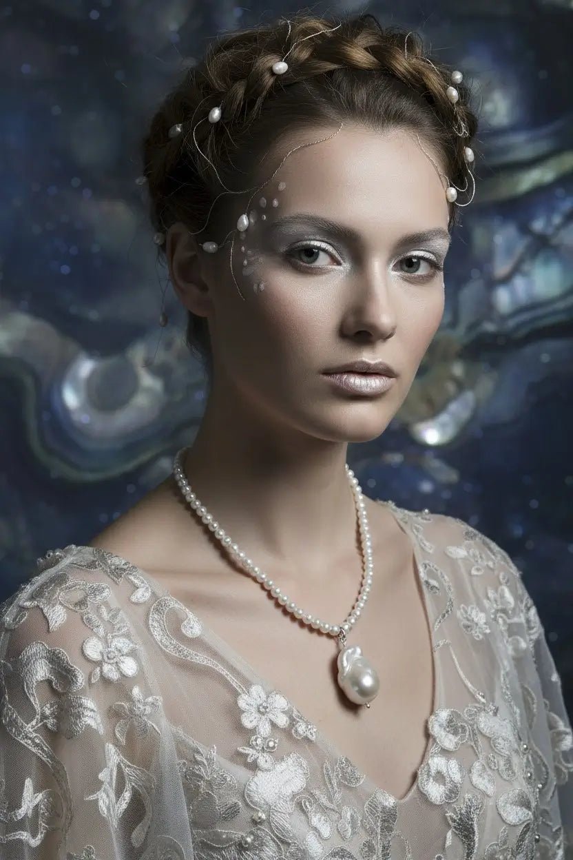 Colier din Argint cu Perle AAA de 6mm și Pandantiv cu Perlă Baroc de 14mm - OK Lux. All rights reserved. - Necklaces - 