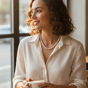 Colier din Argint cu Perle de Cultură Neregulate Roz Pudrat, 45 cm - OK Lux. All rights reserved. - Necklaces - 