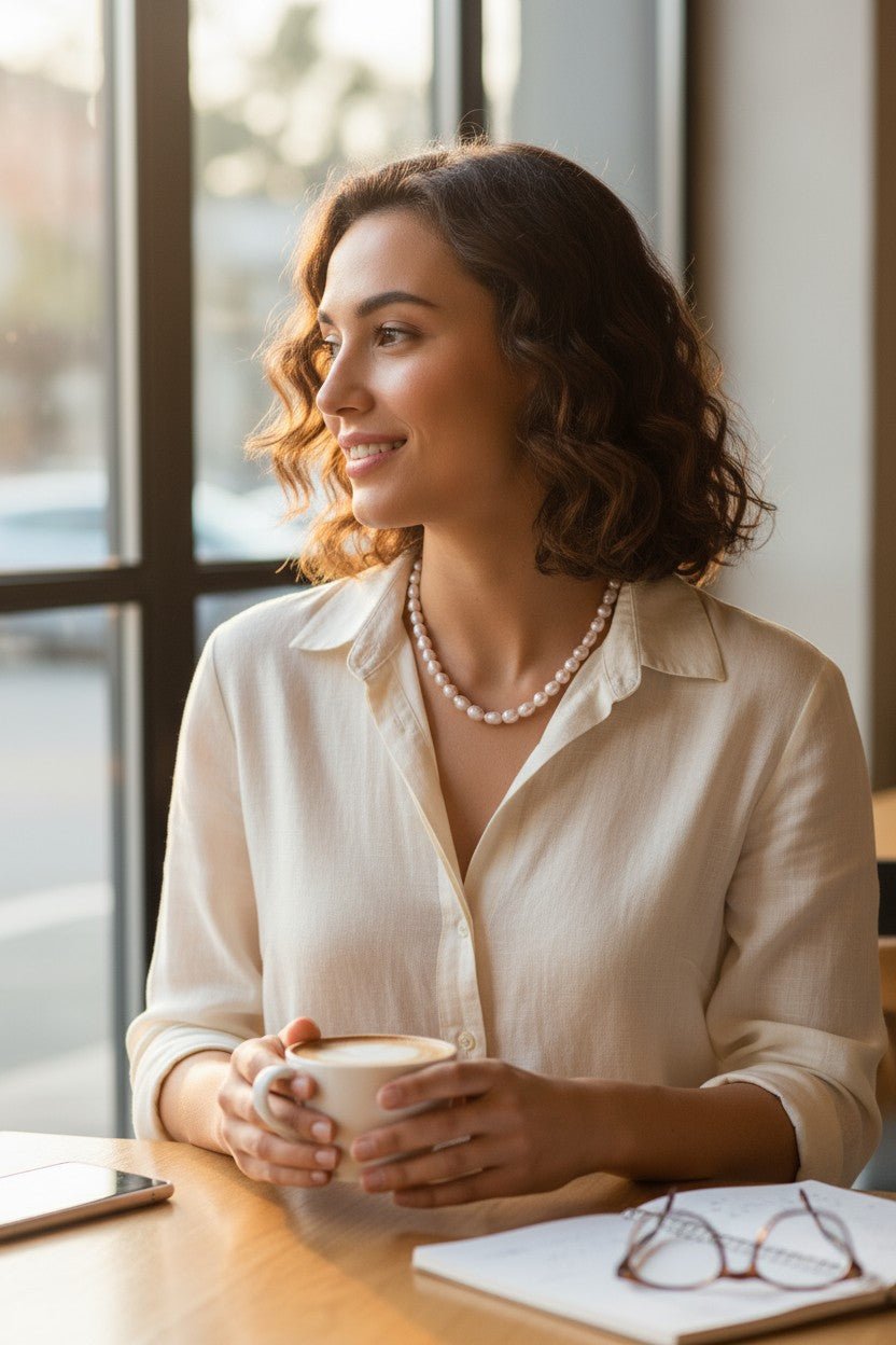 Colier din Argint cu Perle de Cultură Neregulate Roz Pudrat, 45 cm - OK Lux. All rights reserved. - Necklaces - 