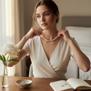 Colier din Argint cu Perle de Cultură Neregulate Roz Pudrat, 45 cm - OK Lux. All rights reserved. - Necklaces - 