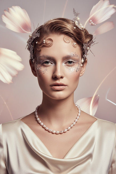 Colier din Argint cu Perle de Cultură Neregulate Roz Pudrat, 45 cm - OK Lux. All rights reserved. - Necklaces - 