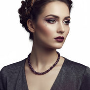 Colier din Argint cu Pietre Semiprețioase de Granat Nefatețat de 8 mm - OK Lux. All rights reserved. - Necklaces - 