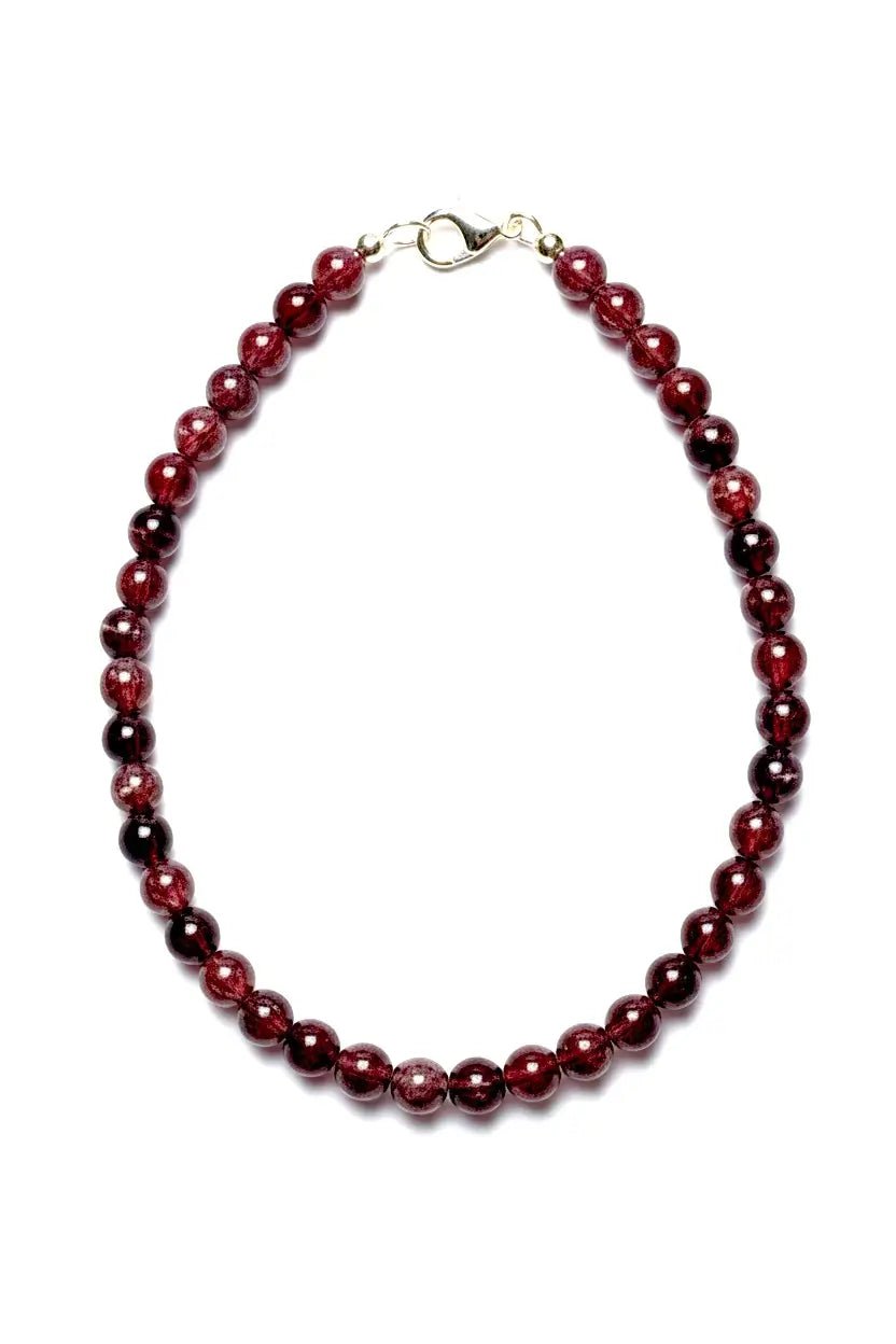 Colier din Argint cu Pietre Semiprețioase de Granat Nefatețat de 8 mm - OK Lux. All rights reserved. - Necklaces - 