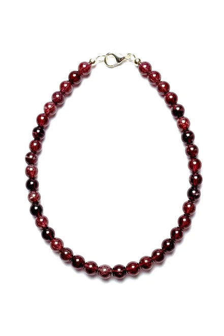 Colier din Argint cu Pietre Semiprețioase de Granat Nefatețat de 8 mm - OK Lux. All rights reserved. - Necklaces - 