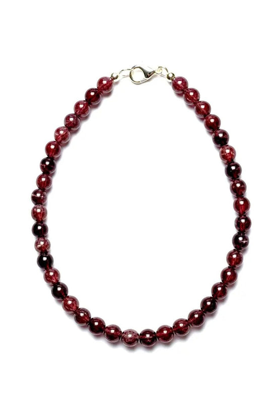 Colier din Argint cu Pietre Semiprețioase de Granat Nefatețat de 8 mm - OK Lux. All rights reserved. - Necklaces - 