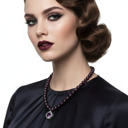 Detaliu colier argint cu granat fatetat roșu 10mm și pandantiv - pietre semiprețioase, hand made.