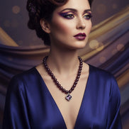 Detaliu colier argint cu granat fatetat roșu 10mm și pandantiv - pietre semiprețioase