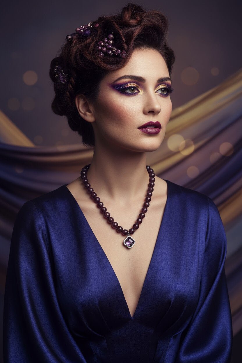 Colier din Argint și Granat Fațetat de 10 mm cu Pandantiv, 38 cm - OK Lux. All rights reserved. - Necklaces - 