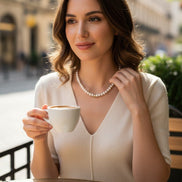 Colier din Argint și Perle de Cultură Neregulate cu Zirconiu - OK Lux. All rights reserved. - Necklaces - 