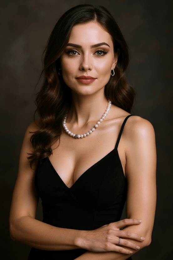 Colier din Argint și Perle de Cultură Neregulate cu Zirconiu - OK Lux. All rights reserved. - Necklaces - 