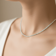 Colier din Argint și Pietre Semiprețioase Larimar Fațetat de 2 mm Bleu - OK Lux. All rights reserved. - Necklaces - 