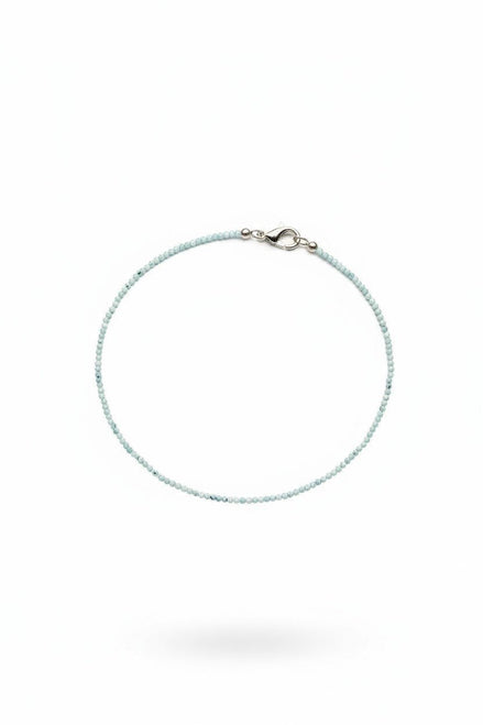 Colier din argint și larimar fatetat 2mm bleu - vedere completă