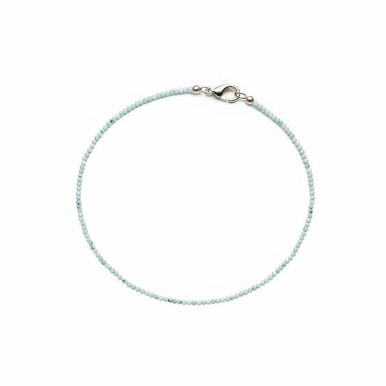 Colier din argint și larimar fatetat 2mm bleu - vedere completă