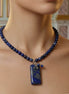 Colier din Lapis Lazuli cu Pandantiv Dreptunghiular și Dragon Argintiu - OK Lux. All rights reserved. - Necklaces - 