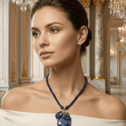 Colier din Lapis Lazuli cu Pandantiv Hexagonal și Cluster de Pirită - OK Lux. All rights reserved. - Necklaces - 
