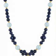 Colier din Lapis Lazuli și Acvamarin cu Pandantiv Trifoi - OK Lux. All rights reserved. - Necklaces - 